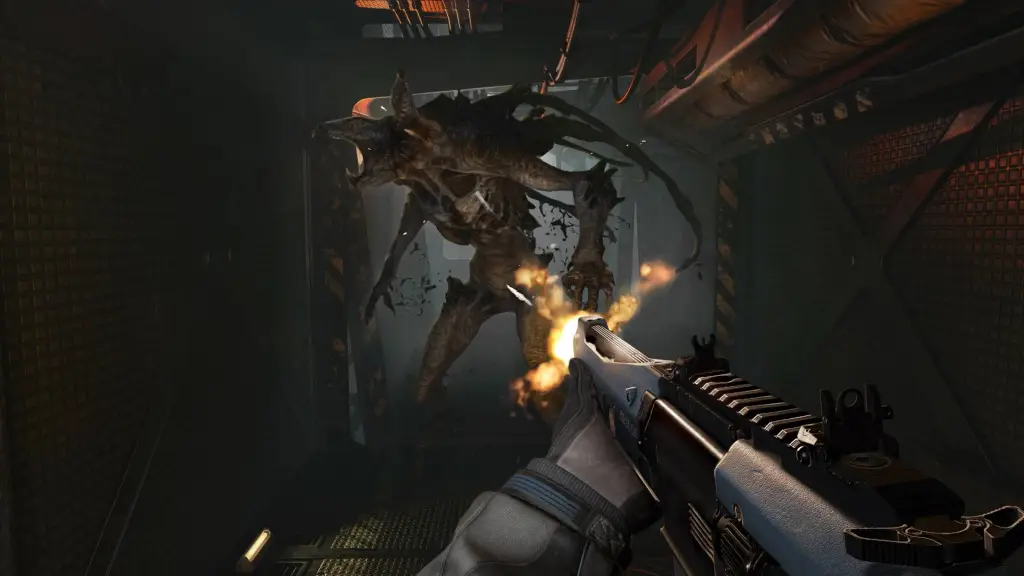 The player shooting an alien in Alien Deathstorm