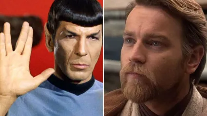 Leonard Nimoy as Spock in Star Trek and Ewan McGregor as Obi-Wan Kenobi in Star Wars
