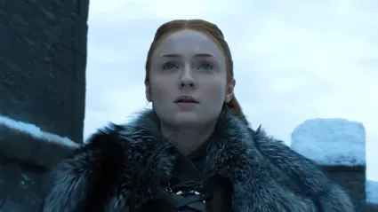 Sansa looking up in awe in Game of Thrones