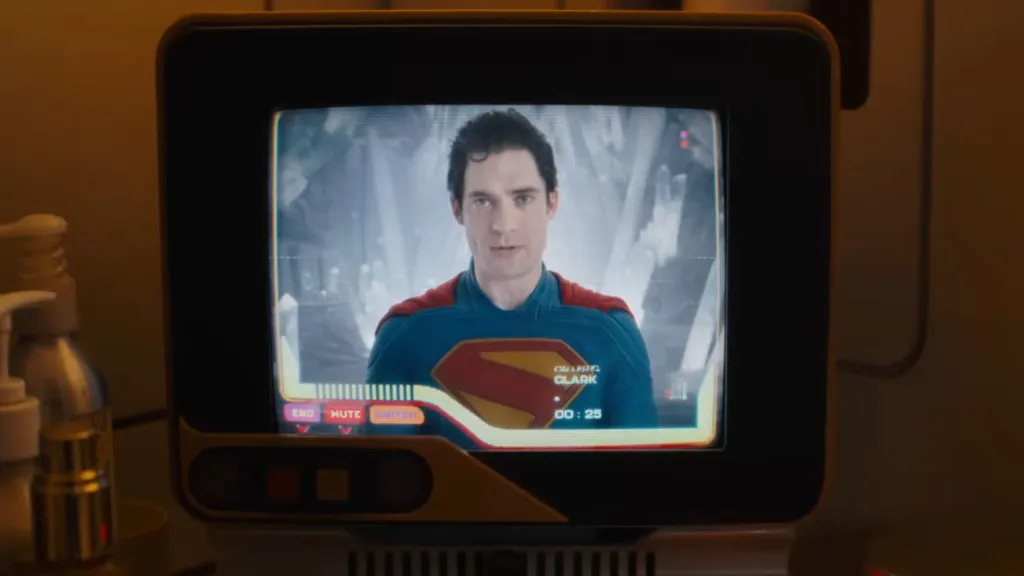 Superman on a video call